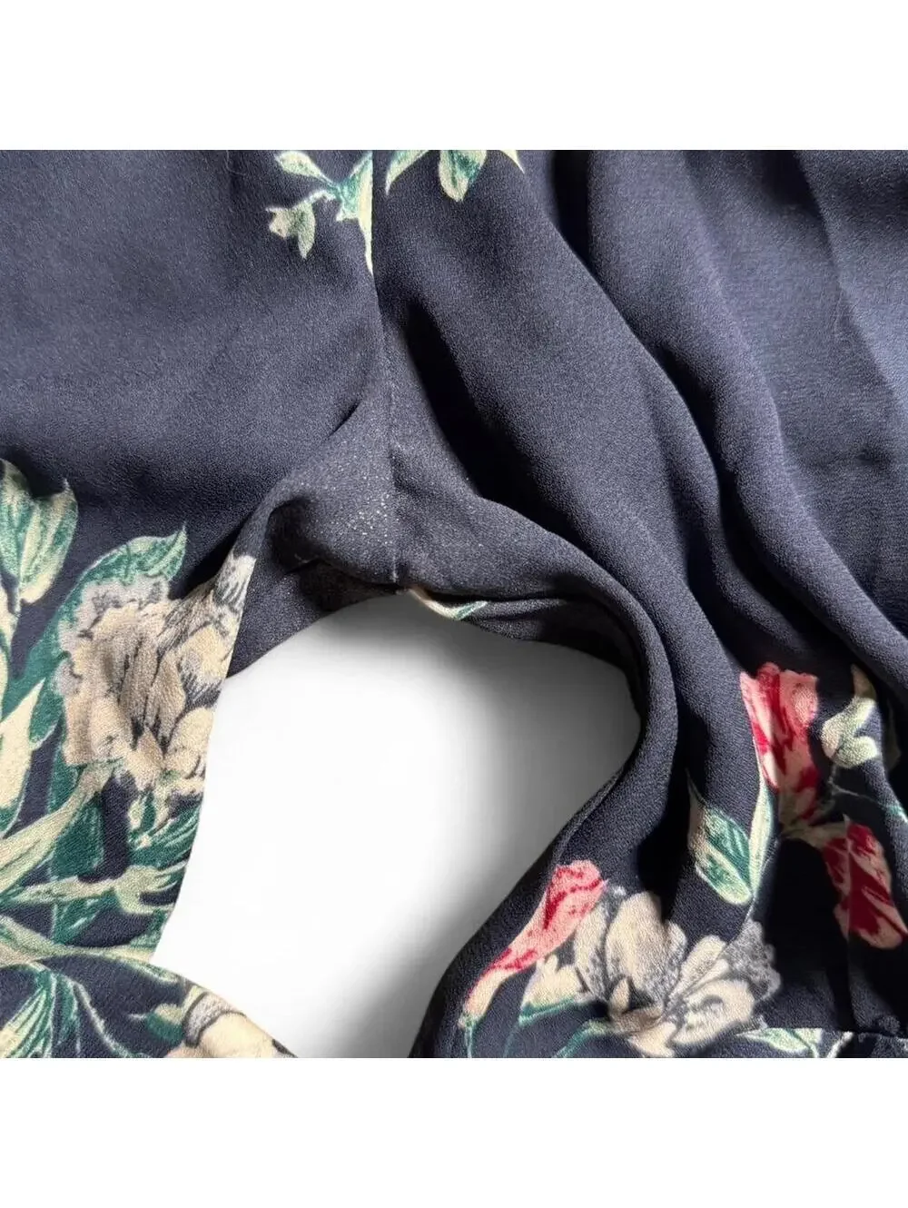 Banana Republic Blue Floral Puff Sleeve V-neck Workwear Cinched Blouse Size XS